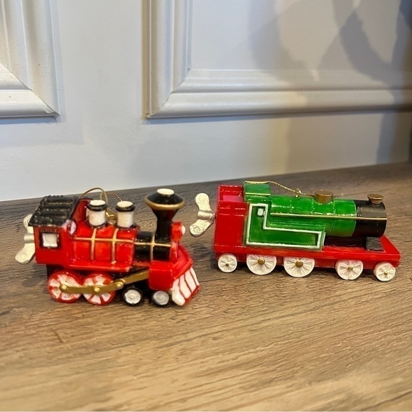 Vintage Ceramic Train Christmas Tree Ornaments - Picture 1 of 8